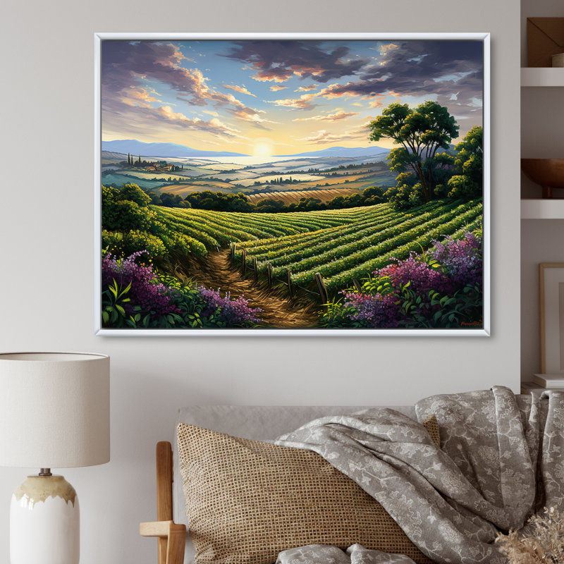 «Vineyard Charm», impression sur toile, Cadre photo noir, H 34 po x l 44 po
