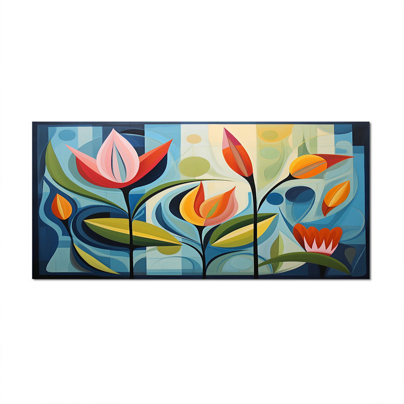 Green Mid Century Mod Nature II, reproduction d'art sur toile, Toile tendue, H 28 po x l 60 po, Sans cadre