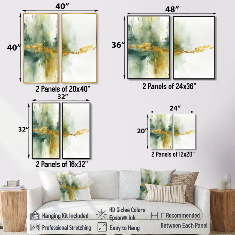 Awakenings In French Moss VI - art mural vert, Black, 36" H x 48" W, Impression encadrée flottante