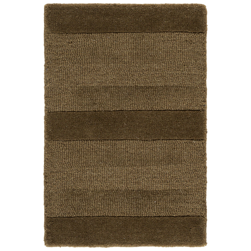 Tapis rayé en laine touffeté à la main Ebony 726, Round 6'