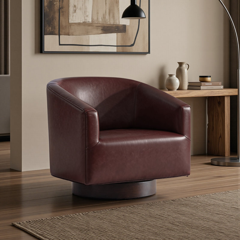 Fauteuil demi-tonneau pivotant l 31,1 po, Brun-roux
