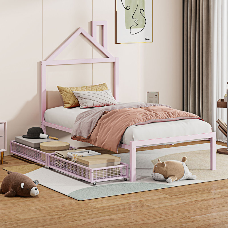 Lit plateforme 62,20 po, Lit simple, Rose