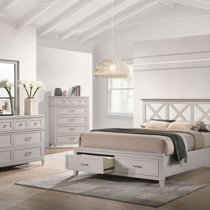 Commode 5 tiroirs, commode moderne (Commode), Gris