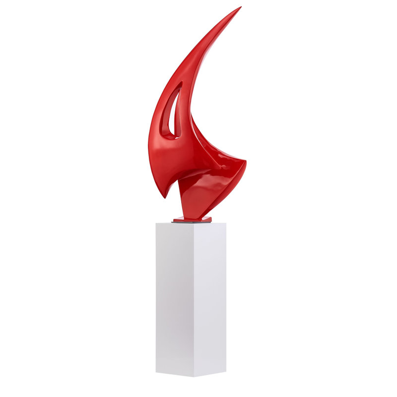 Haldis Modern Sail Resin and MDF Sculpture, Red/White, 68" H x 8" W x 10" D