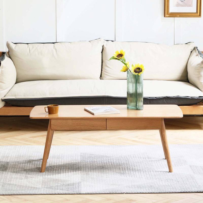 Table, table basse et bureau polyvalent en bois massif avec tablette de rangement