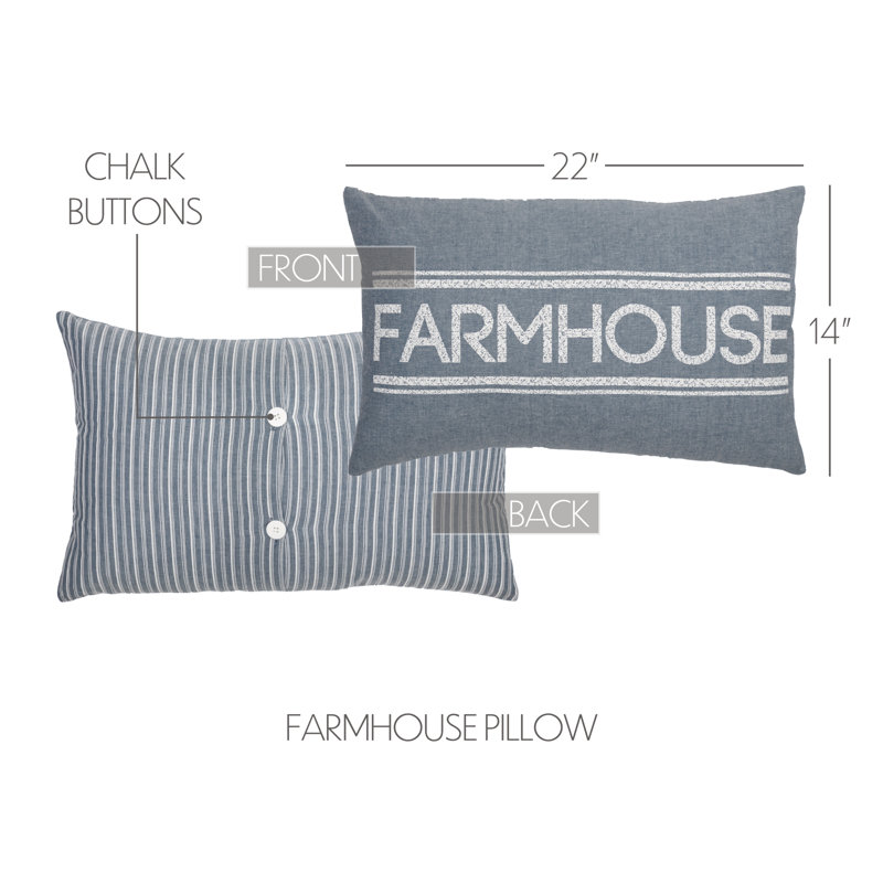 Housse et insert de coussin rectangulaire en coton Sawyer Mill, Bleu denim / blanc cassé