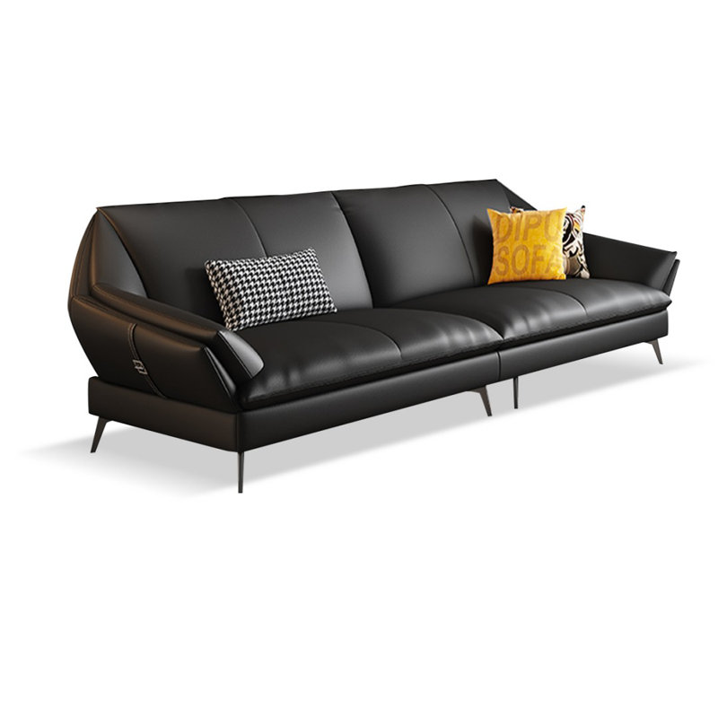 Canapé modulaire en cuir véritable, Noir
