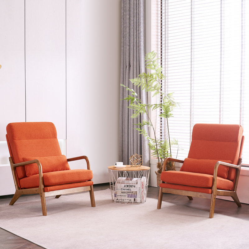 Fauteuil de 25,6 po de large Mamye, Lin orange