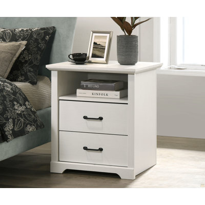 Elettra 22"W White 2-Drawer Nightstand Bedside Table With USB Charging  Ports