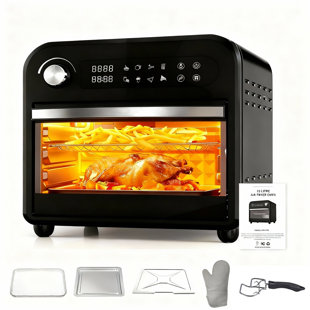 Extra Large Capacity Convection Air Fryer Toaster Oven Combo, 360° Hot Air Circulation, High Power Fast Preheat & Cooking, Led Digital Display & Precise Temperature Control, Stainless Steel, Easy To Clean, Healthy Low-oil Cooking, Holiday Gift 16qt