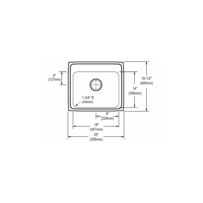 Évier de cuisine encastré de 6 po x 20 po avec robinet, Chrome