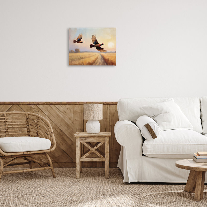 «Fall Flight Pheasants», art mural sur toile par Kim Allen, H 16 po x l 20 po