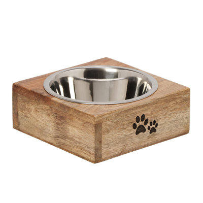 10 grands mangeoires carrées pour animaux en bois de manguier - 1 bol