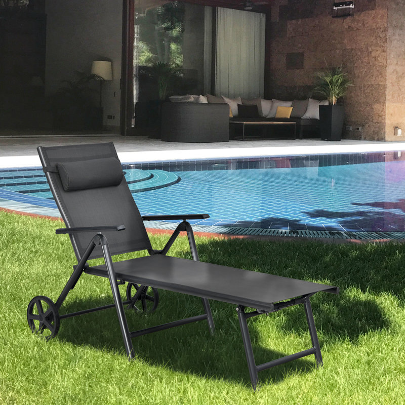 Tornillo Outdoor Metal Chaise Lounge Set, Black
