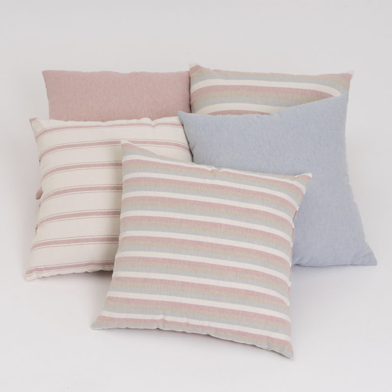 Kinloch Striped Square Euro Cushion, Pink/Grey/Blue