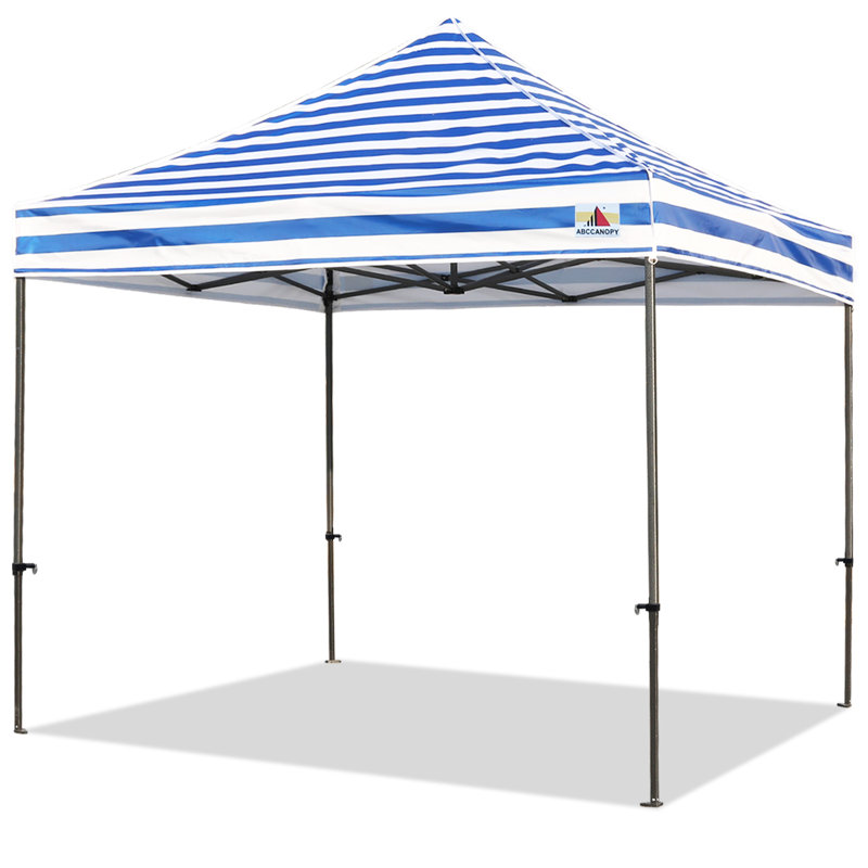 Commercial 10 Ft. W x 10 Ft. D Metal Pop-Up Canopy The Pop Up Canopies, Blue White Stripes