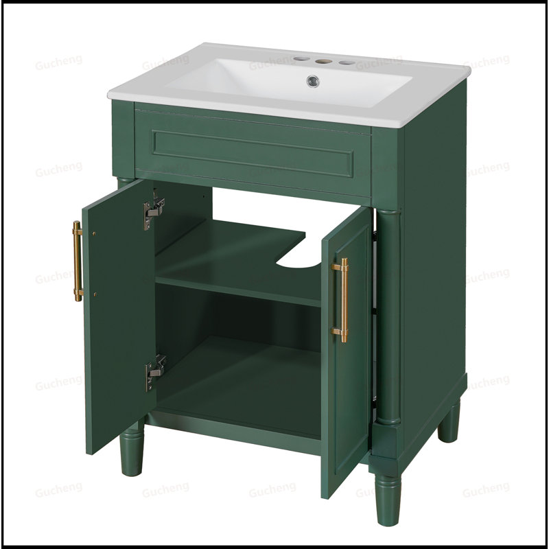 Petit meuble-lavabo 24 po avec lavabo intégré, Vert