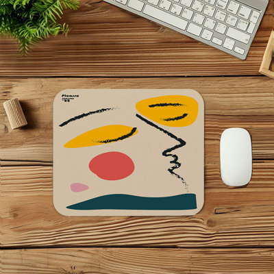 Abstract Picasso Style Face II Shapes Modern Gaming Cute Office Laptop Desk Pad Gift Mat Square Rectangle Non-Slip Mousepad
