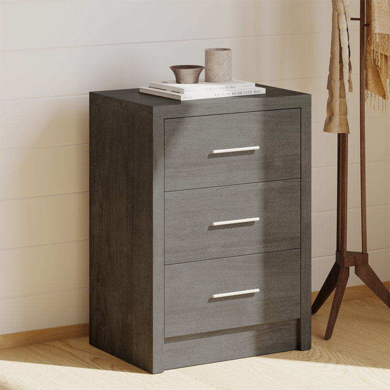 Commode 3 tiroirs Lentz, Gris