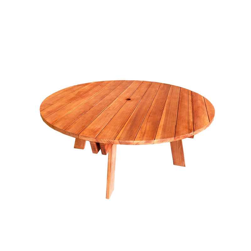 Table de pique-nique ronde Redwood, L 60 po x L 60 po x H 30,50 po