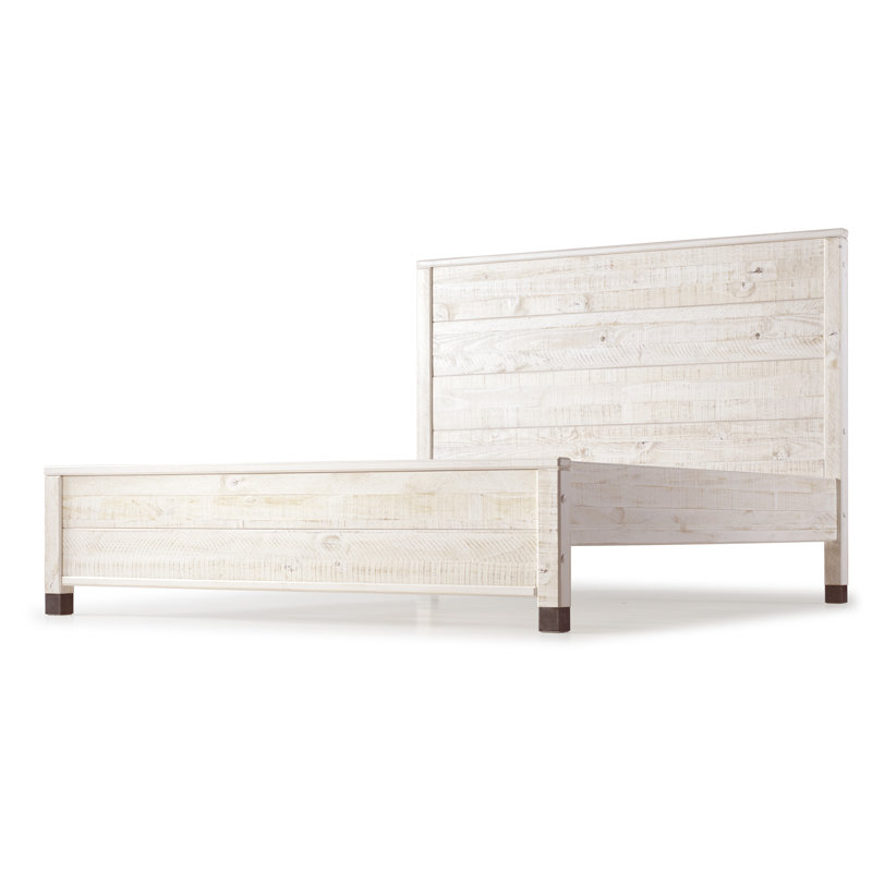 Lanora Solid Wood Panel Bed, Shabby White, Full/Double