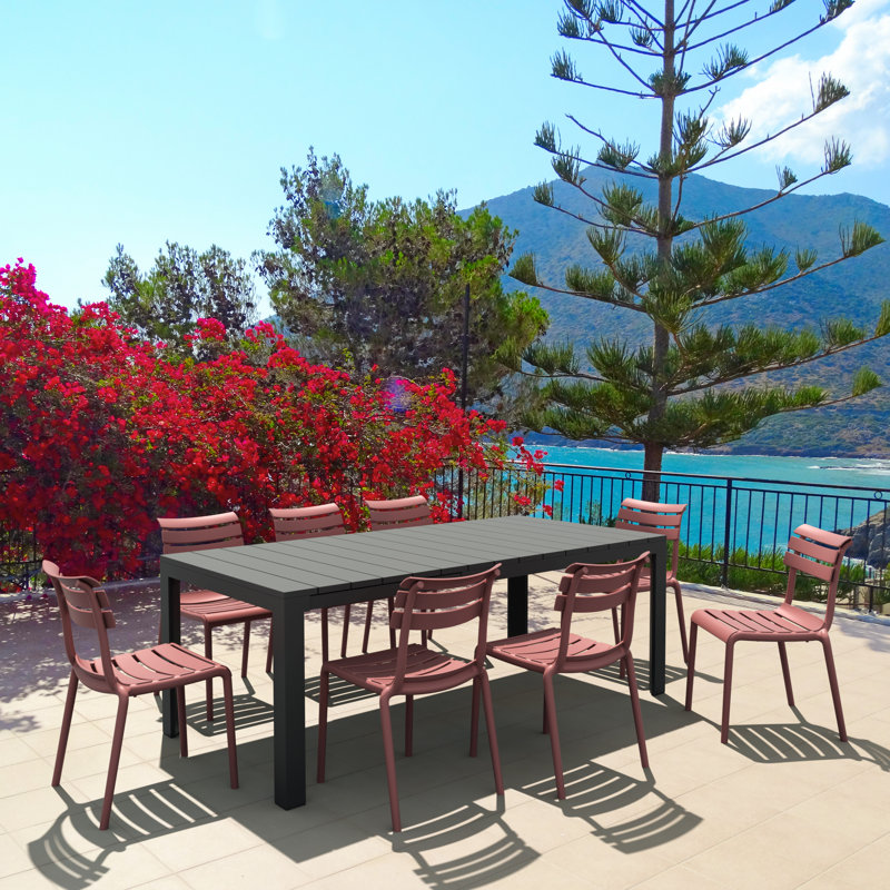 Aragons Stacking Patio Dining Side Chair, Marsala