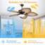Ventilateur de plafond à 5 pales 52 pouces avec lumière et télécommande, moteur DC à 6 vitesses Tropical-281565890