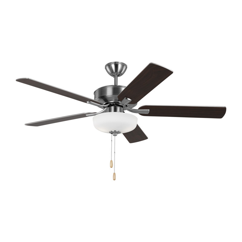 Linden 52" Brushed Steel Ceiling Fan with Matte White Glass Light Kit