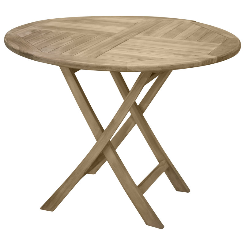 Baek Round Solid Wood Metal Extendable Outdoor Patio Table, 75cm H x 100cm L x 100cm W