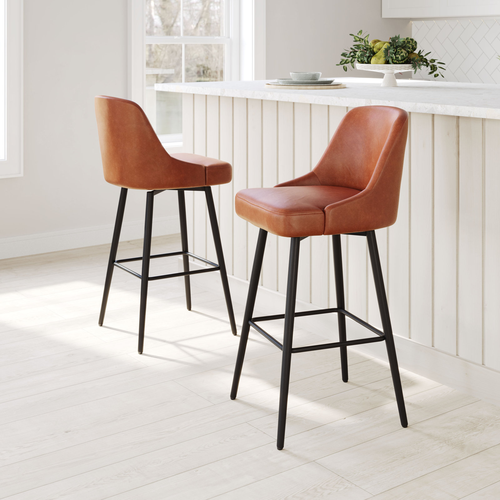 Zack Swivel Bar and Counter Stool, Brown/Black, 30.3" Seat Height