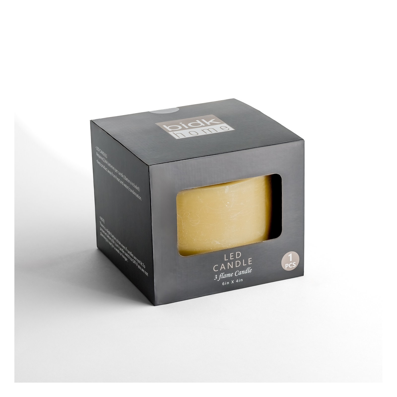 3 Wick Large Dark Champagne Flameless Candle, Yellow