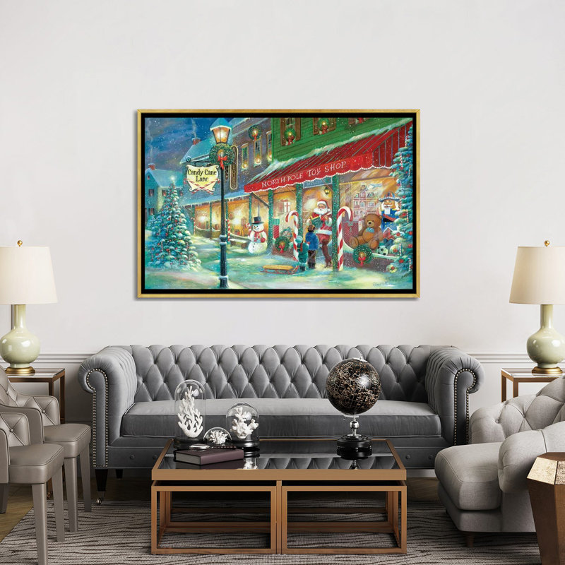 «Candy Cane Lane» par Ruane Manning - reproduction d'art, H 60 po x l 40po x P 1,5 po, Toile encadrée d'or, Aucun mat