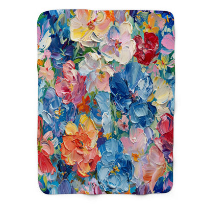 Artistic Bouquet - 1 Piece Premium Sherpa Blanket Throw Blanket