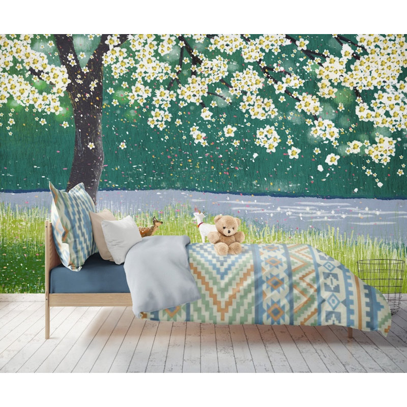 Forest Peach Blossom Paintable Wall Mural, 6.25' L x 9.33' W