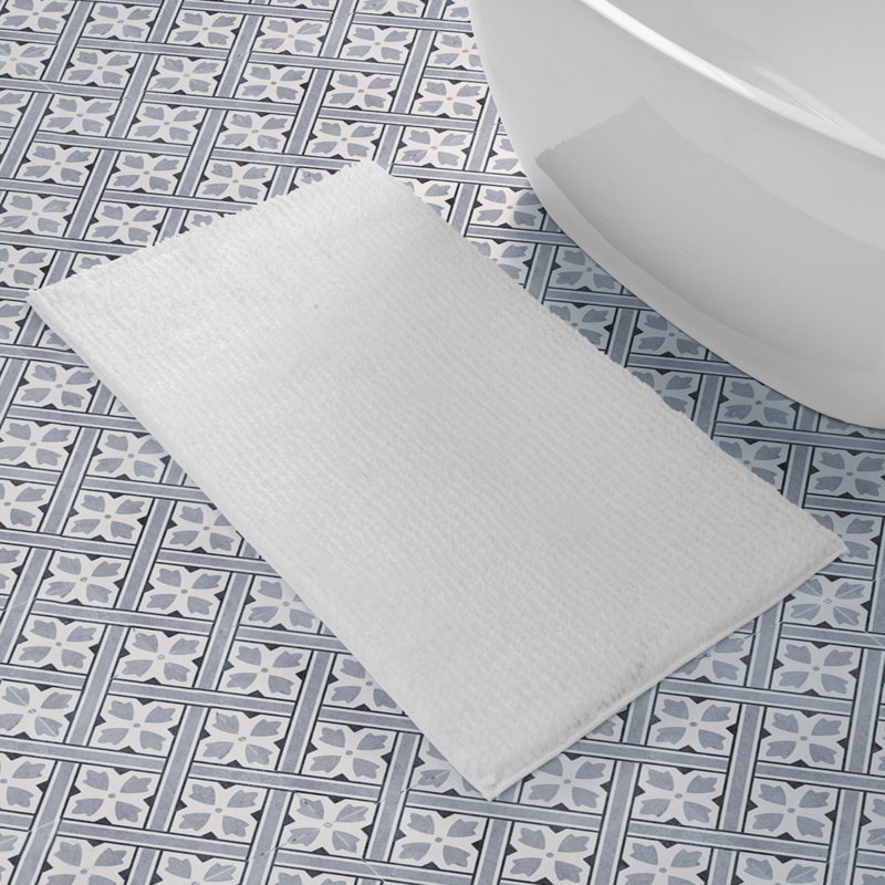 Laura Ashley Butter Chenille Bath Rug, White, 27" W x 45" L