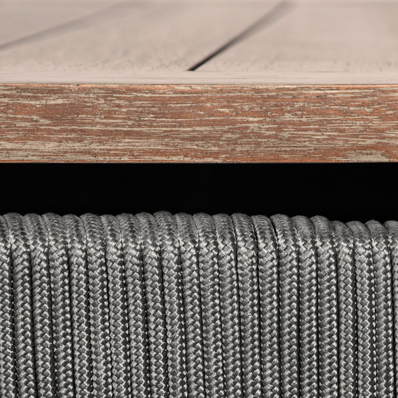 Ensemble de salle à manger d'extérieur Orbit 5 pièces avec coussins gris taupe en bois d'eucalyptus vieilli, coloris - Coussins en cours de fabrication