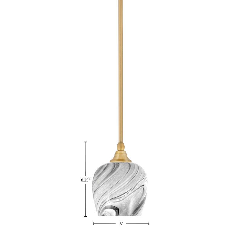 Mini-luminaire suspendu suspendu au fini nouvel âge avec verre de 6 po, Onyx