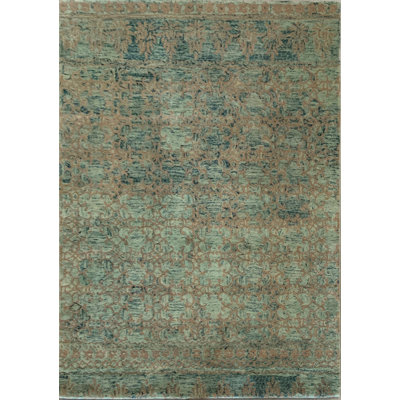 Destry Authentic Hand-Knotted Handmade Blue & Gray Abstract Design Wool Area Rug