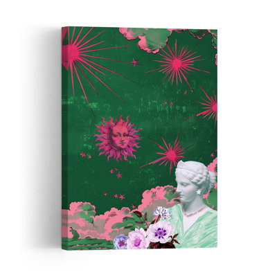 Surreal Garden Goddess Bold Retro Surreal Nature Flower Wall Art Print by Talitha McQueen - Wrapped Canvas Print