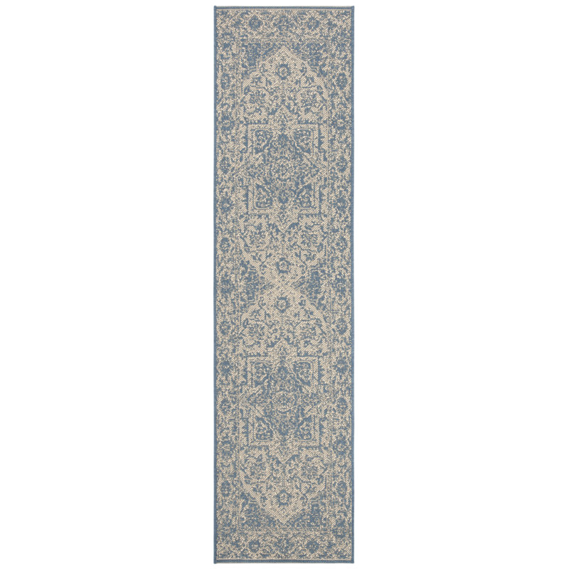 Danya Oriental Blue/Cream Indoor/Outdoor Area Rug, Runner 2'2" x 8'