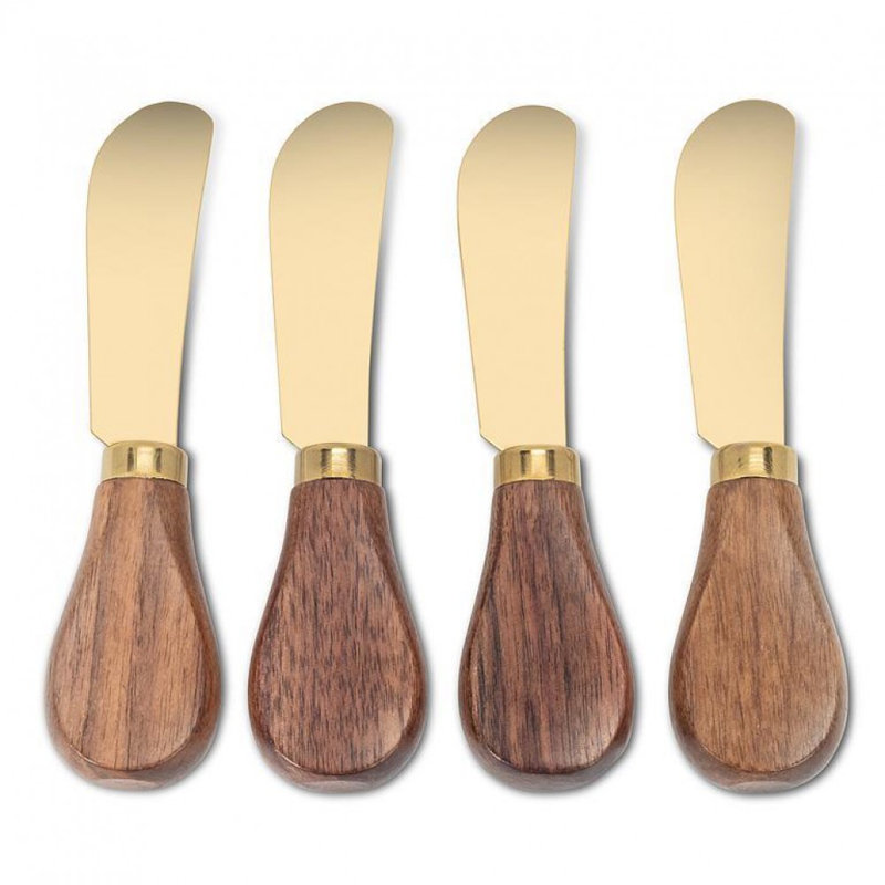 Set Of 4 Walnut Handled Pate Spreader