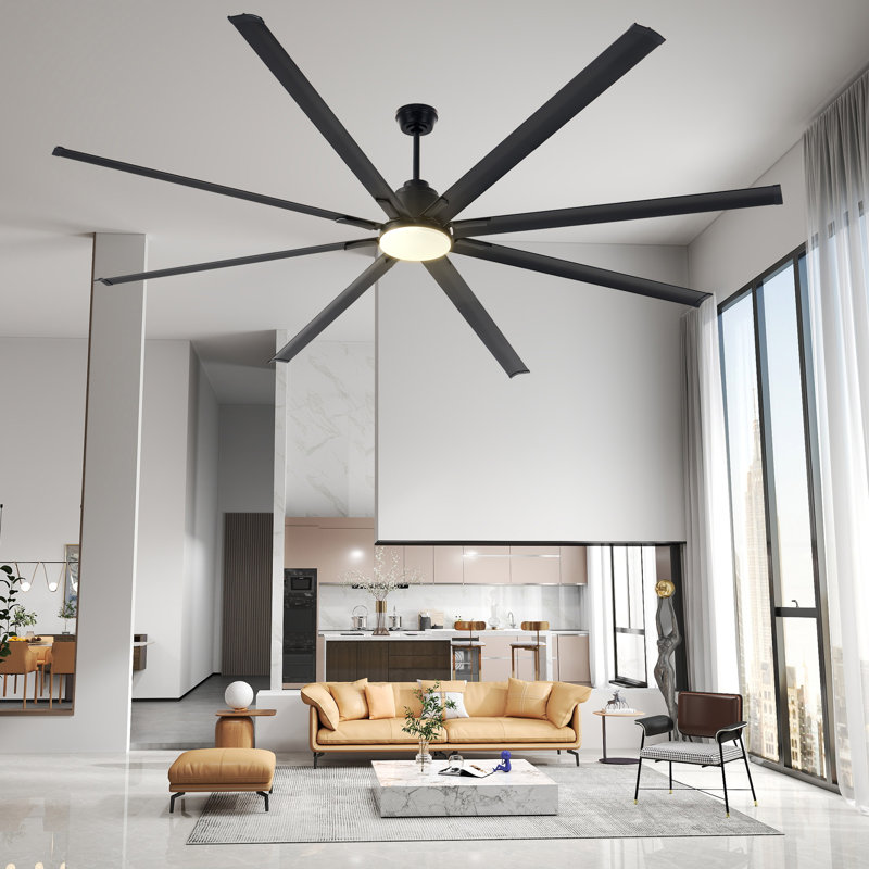 Jawanna Ceiling Fan with Light, 8-Blade Large Ceiling Fan with Remote, 6-Speed Reversible DC Motor, Indoor Outdoor Use, Dimmable 3-Color LED for Living Room, Working Room, Terrace