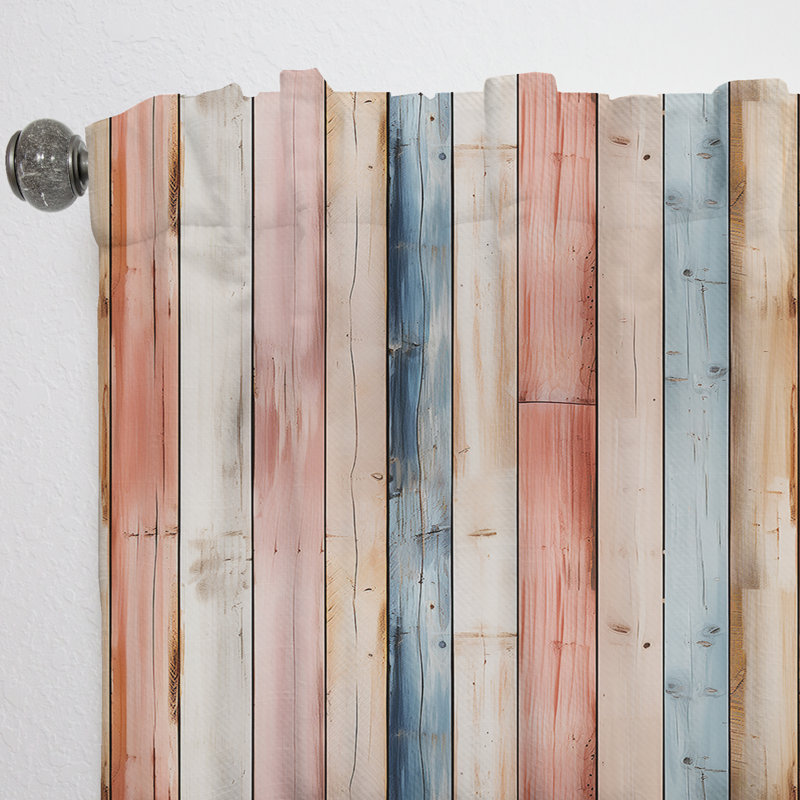 Rideau obscurcissant rayé rose Farmhouse Planks, L 52 po x L 63 po