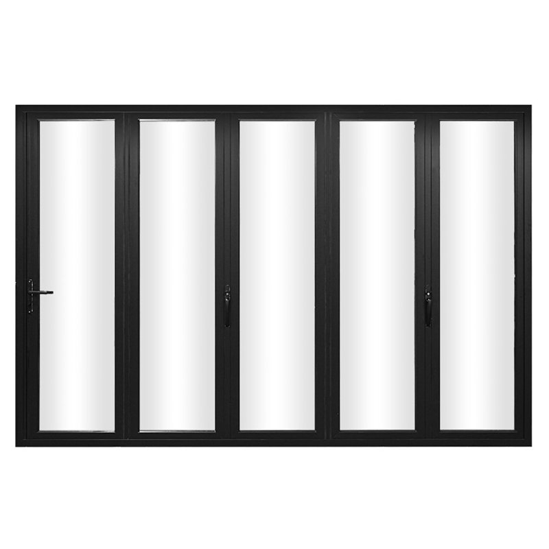 Porte pliante en aluminium noir à 5 panneaux de 144 po x 96 po KaMic Elite-Fold, H 79,5 po x l 167,5 po x P 3,5 po
