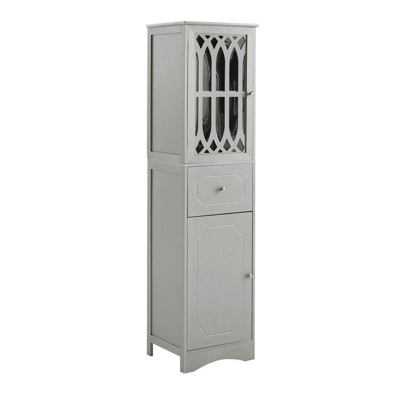 Gray Tall MDF Cabinet with Acrylic Door and Adjustable Shelves