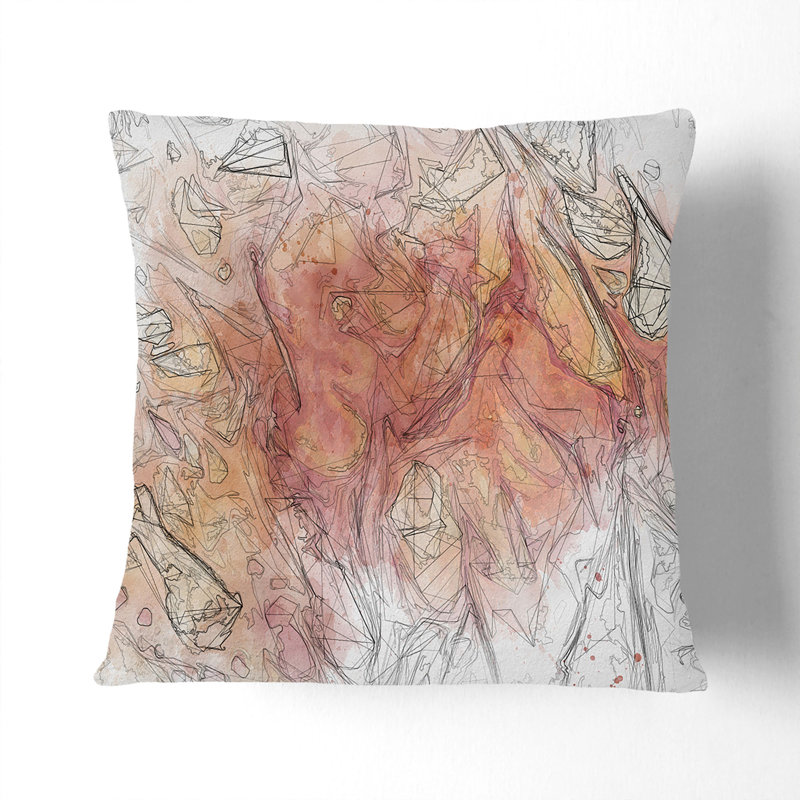 Abstract Square Throw Cushion, 55cm H x 55cm W x 20cm D, Stone
