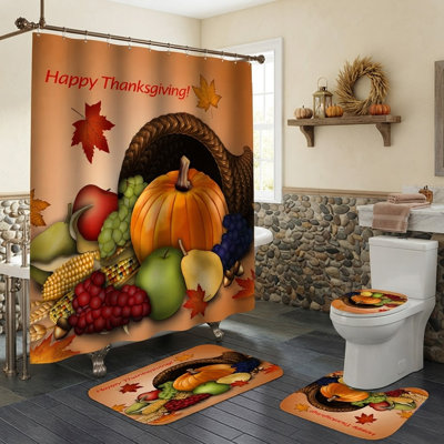 Ensemble de rideau de douche 4 pièces Thanksgiving