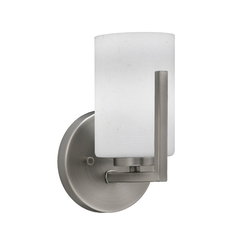 Dayberry Wall Sconce Shown With 4" Glass, Graphite, White Muslin Glass