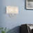 2 Light English Bronze ADA Sconce With Hand Crafted Oatmeal Fabric Shade With White Fabric Inside-1735519369