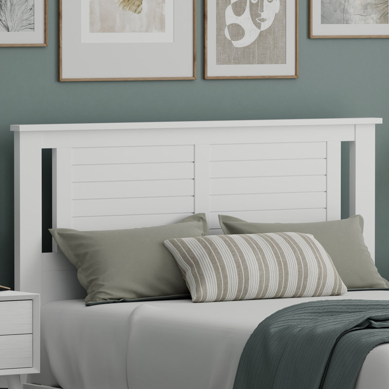 Tête de lit double en bois massif Amesbury, Blanc, Double
